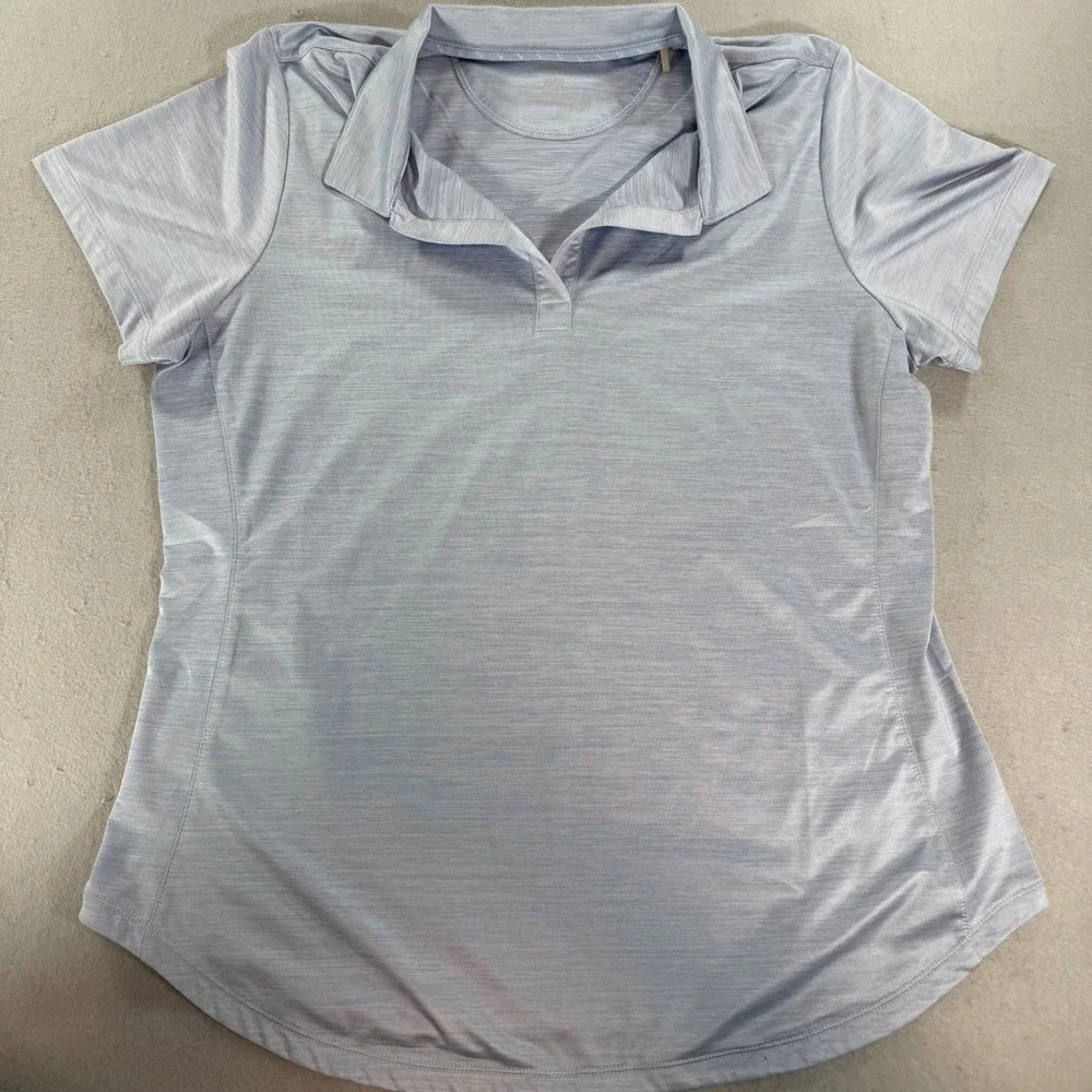 Tommy Bahama IslandZone Blue Heather Polo V-Neck Performance Golf Athleisure Top